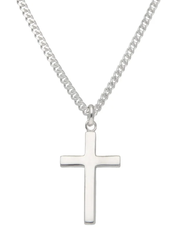 William May Sterling Silver Solid Polished Cross Pendant & 20" Necklace