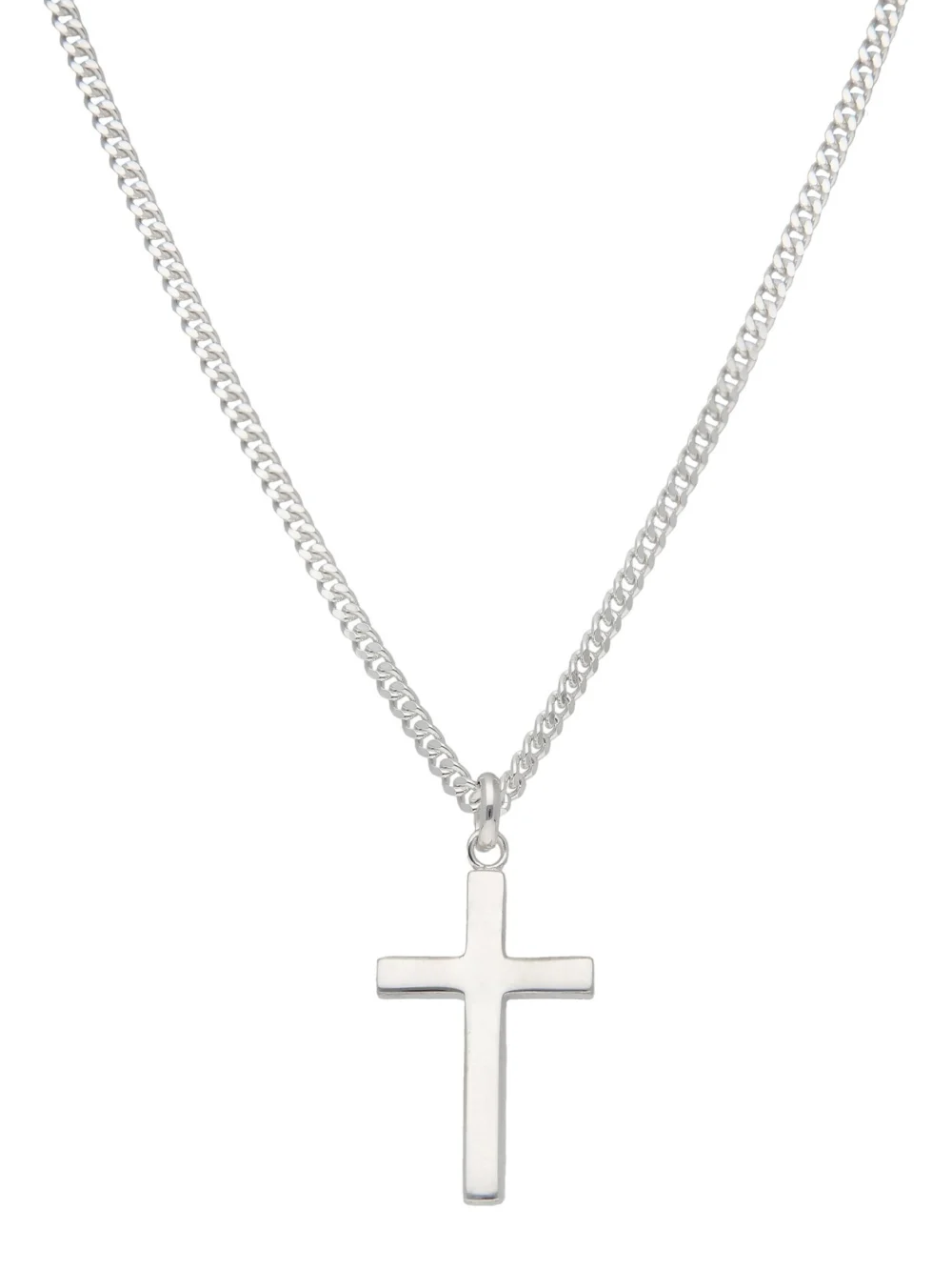 William May Sterling Silver Solid Polished Cross Pendant & 20" Necklace, view 2