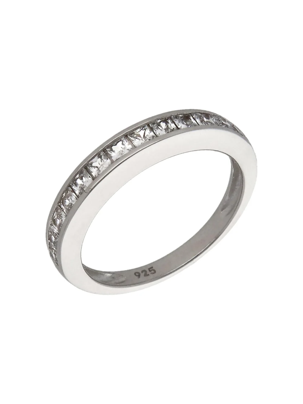 William May Sterling Silver Square Cut Cubic Zirconia Half Eternity Ring