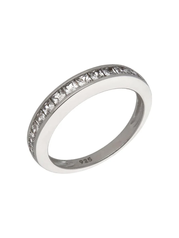 William May Sterling Silver Square Cut Cubic Zirconia Half Eternity Ring