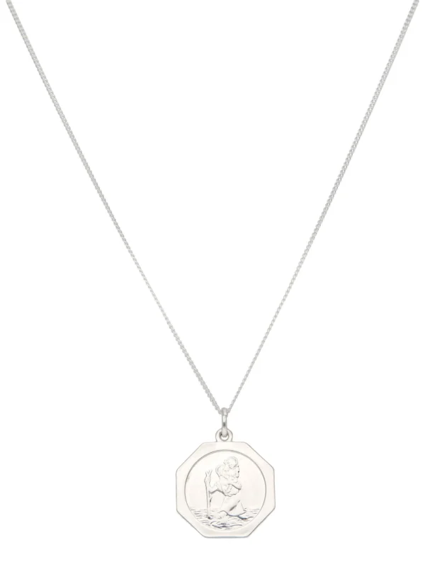 William May Sterling Silver St Christopher & 20" Chain Necklace