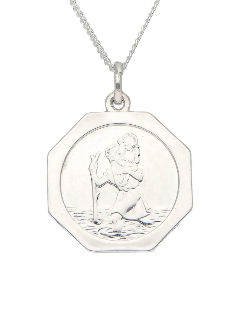 William May Sterling Silver St Christopher & 20" Chain Necklace, view 2