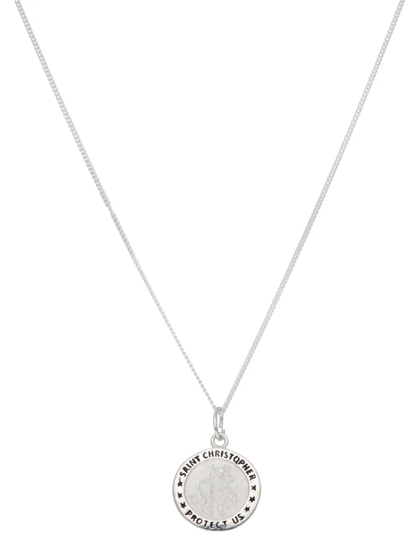 William May Sterling Silver St Christopher Pendant & 18" Necklace