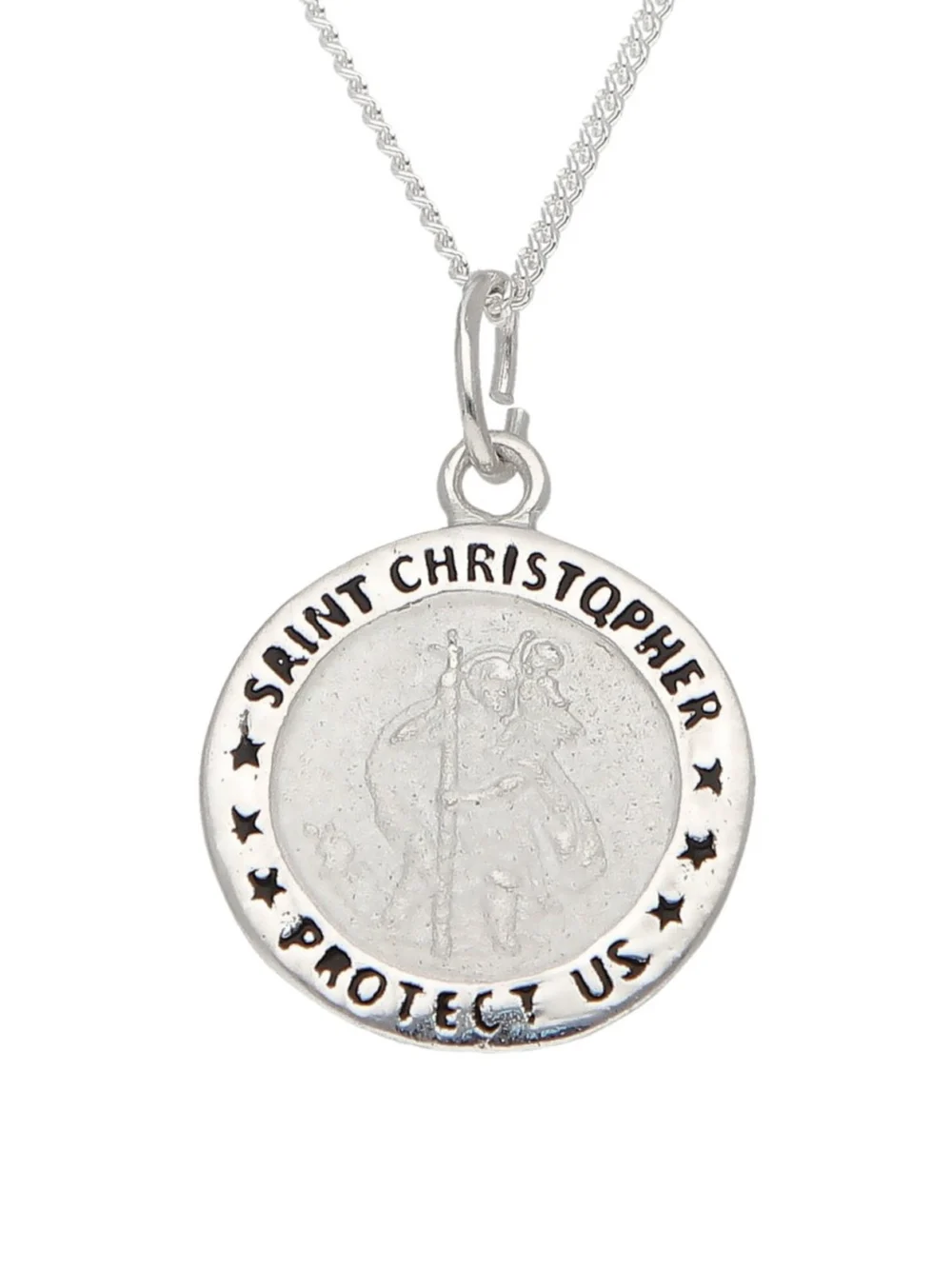 William May Sterling Silver St Christopher Pendant & 18" Necklace, view 2