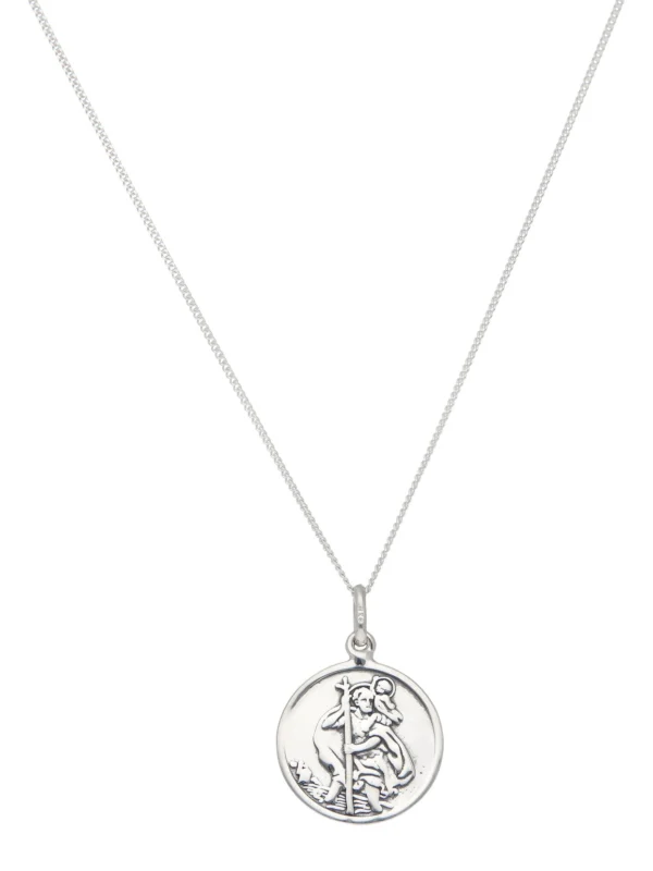 William May Sterling Silver St Christopher Pendant & 20" Necklace