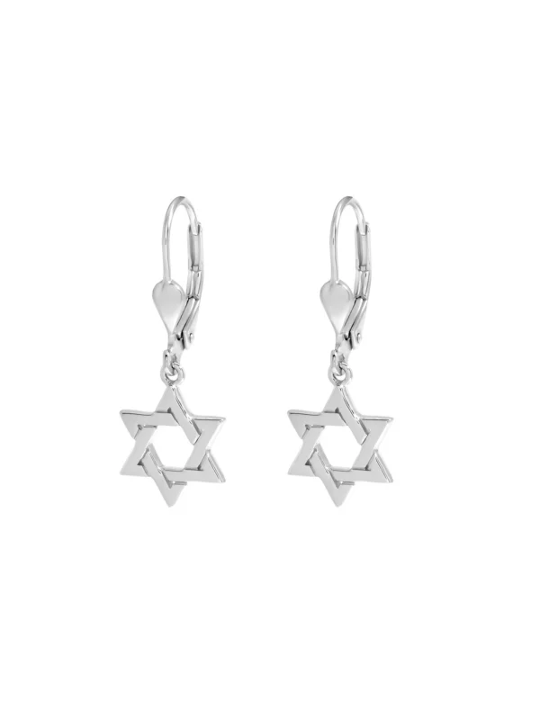 William May Sterling Silver Star of David Drop Earrings