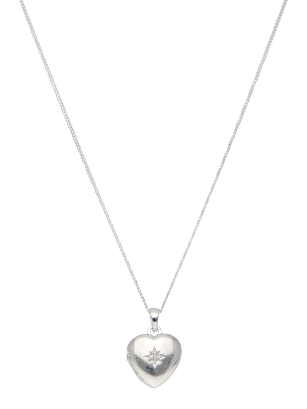 William May Sterling Silver Stone Set Heart Locket & 18" Necklace