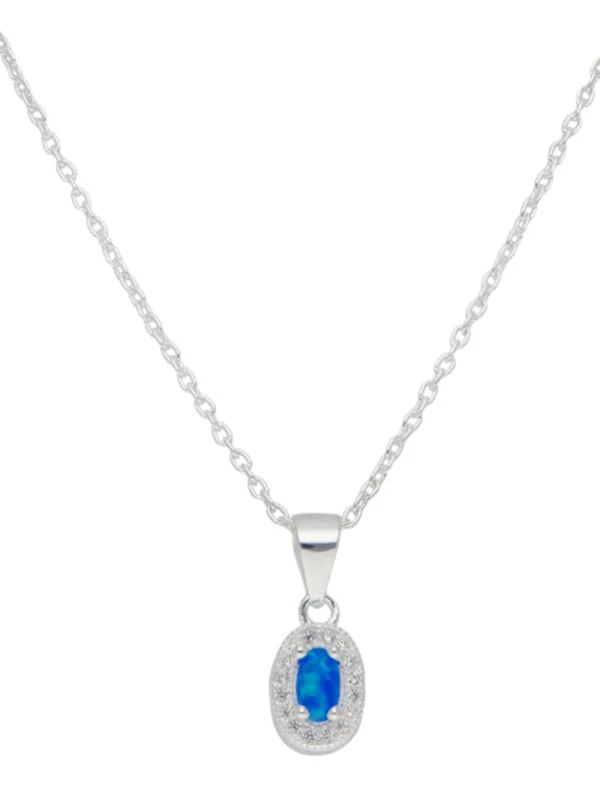 William May Sterling Silver Synthetic Blue Opal Cluster Pendant Necklace