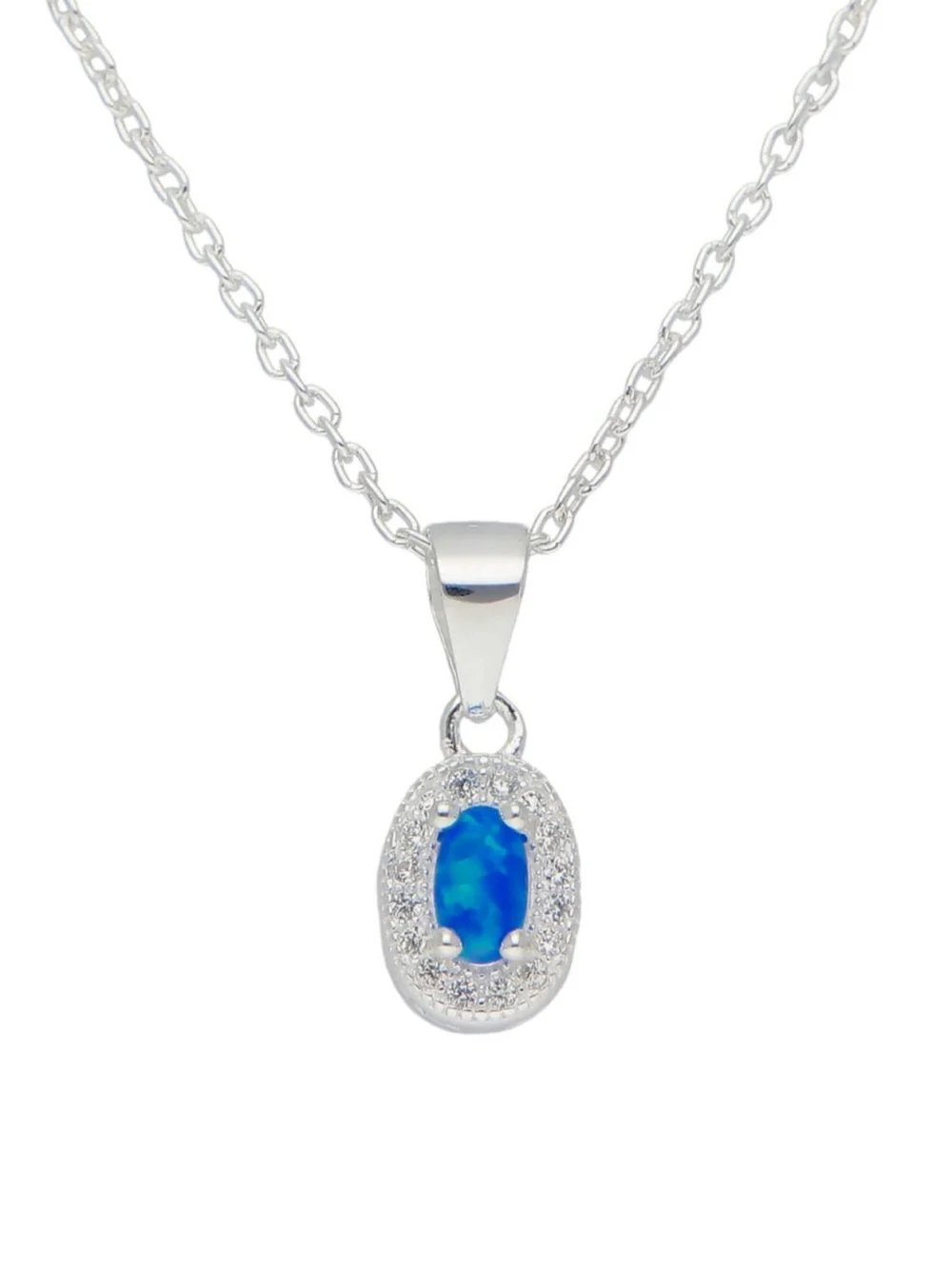 William May Sterling Silver Synthetic Blue Opal Cluster Pendant Necklace, view 2