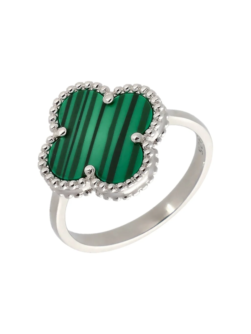 William May Sterling Silver Synthetic Malachite Clover Petal Ring