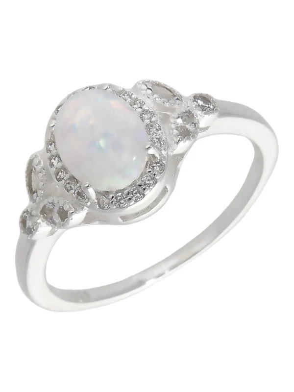 William May Sterling Silver Synthetic Opal & Cubic Zirconia Cluster Ring