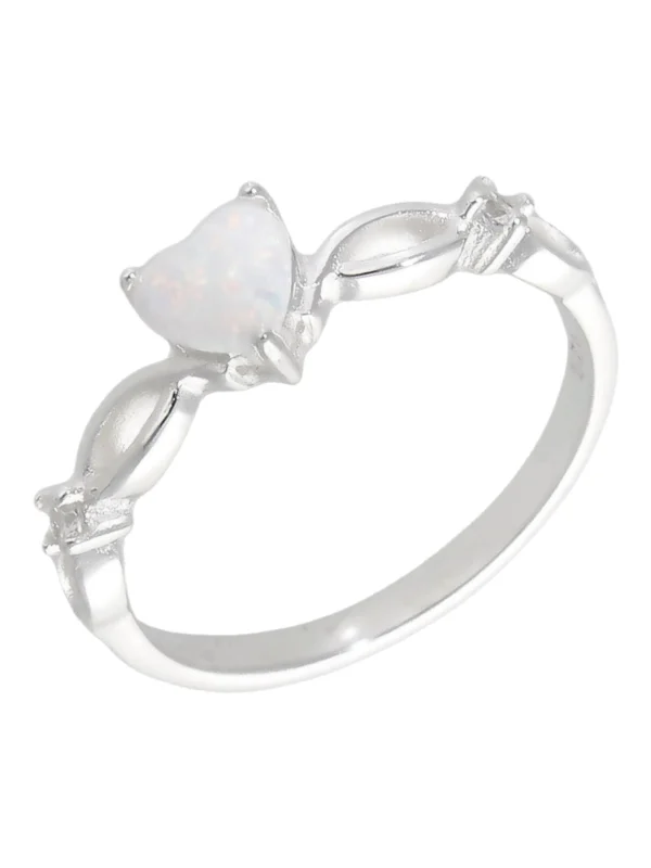 William May Sterling Silver Synthetic Opal Heart Dress Ring