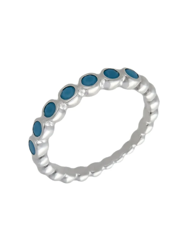 William May Sterling Silver Synthetic Turquoise Bead Band Ring