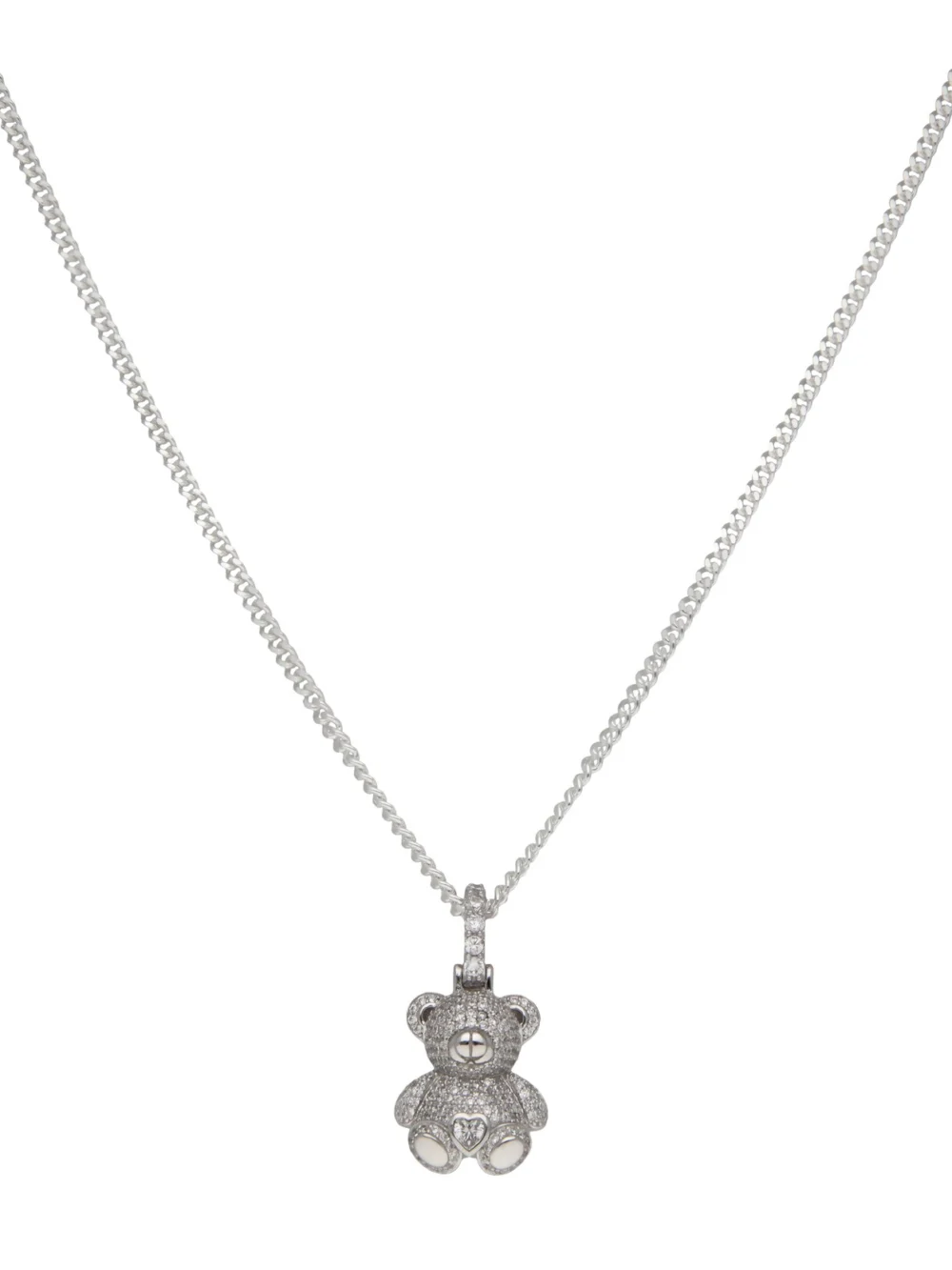 William May Sterling Silver Teddy Bear Pendant & 20" Curb Necklace