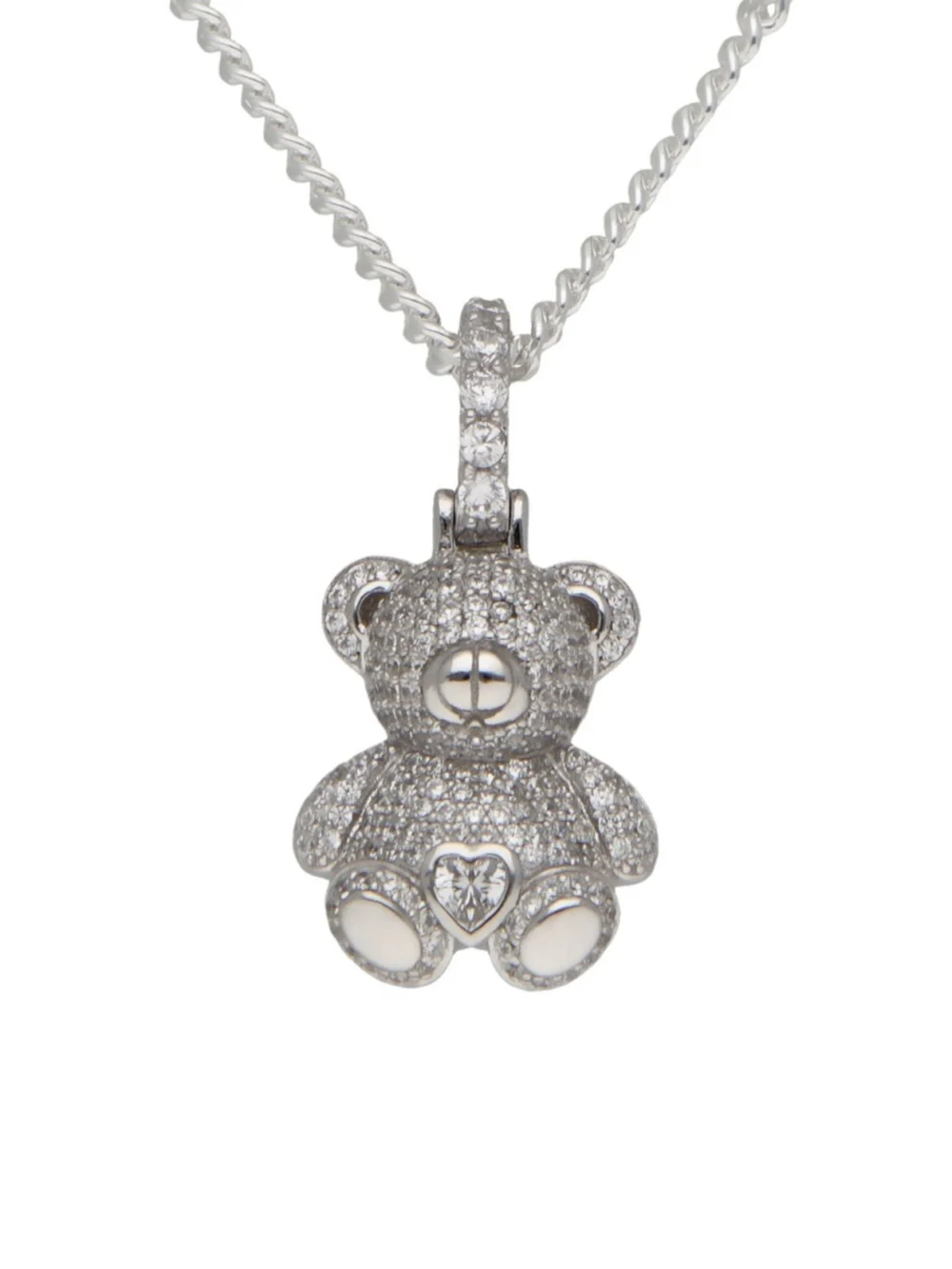 William May Sterling Silver Teddy Bear Pendant & 20" Curb Necklace, view 2