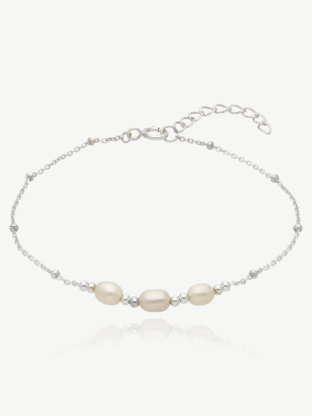 William May Sterling Silver Trio Fresh Water Cultured Pearl 7" Bracelet