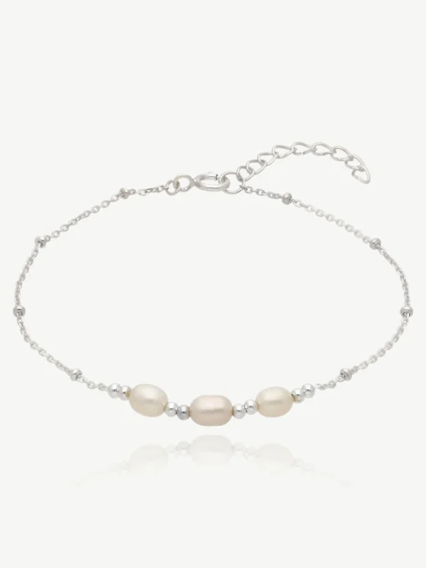 William May Sterling Silver Trio Fresh Water Cultured Pearl 7" Bracelet