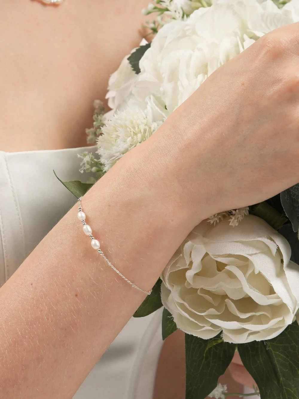 William May Sterling Silver Trio Fresh Water Cultured Pearl 7" Bracelet, view 2