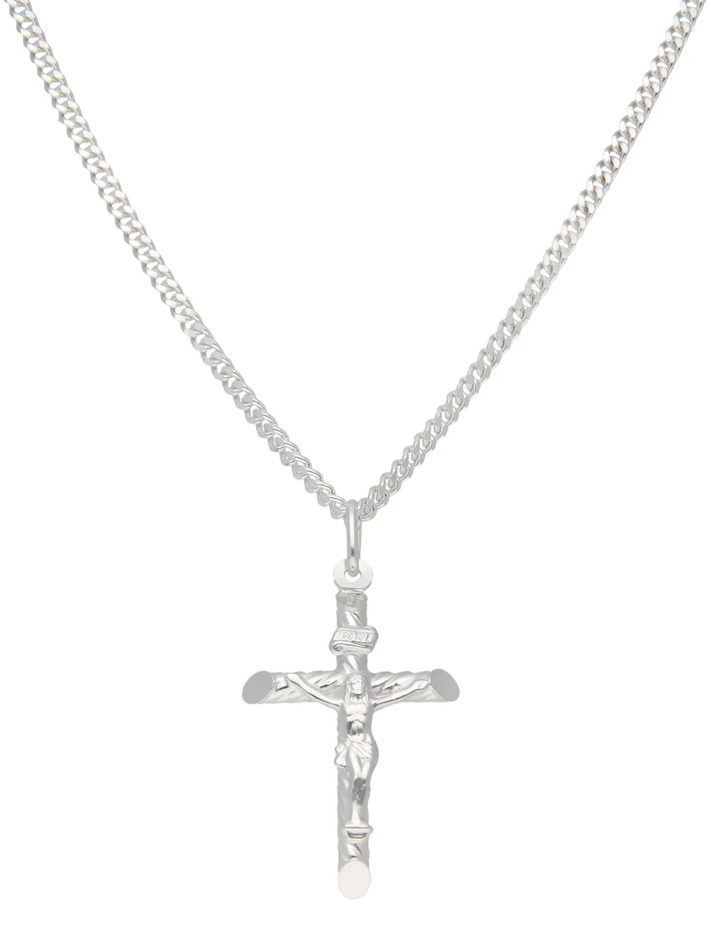 William May Sterling Silver Twist Crucifix & 22" Curb Chain Necklace