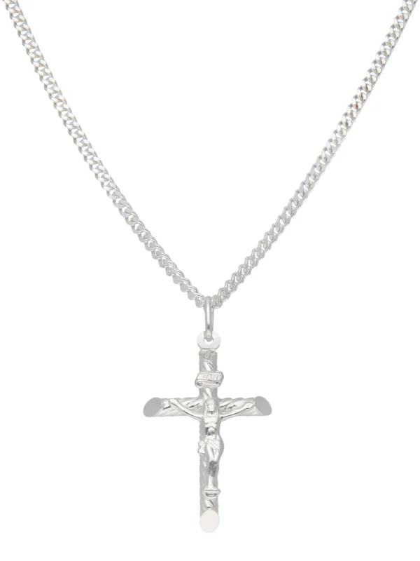 William May Sterling Silver Twist Crucifix & 22" Curb Chain Necklace
