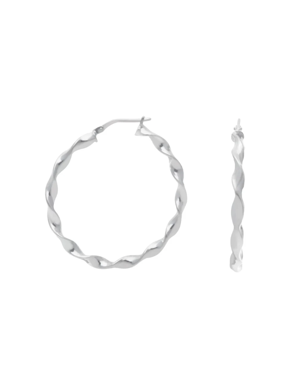 William May Sterling Silver Twist Hoop Creole Earrings, view 2