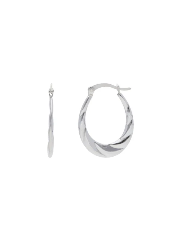 William May Sterling Silver Twisted Oval Creole Hoop Earrings