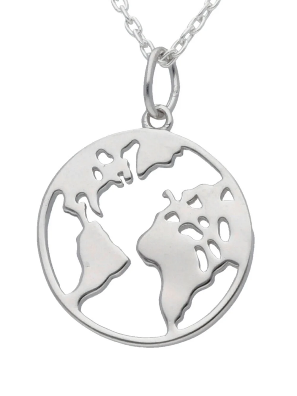 William May Sterling Silver World Map Pendant & 18 Inch Chain Neckace, view 2