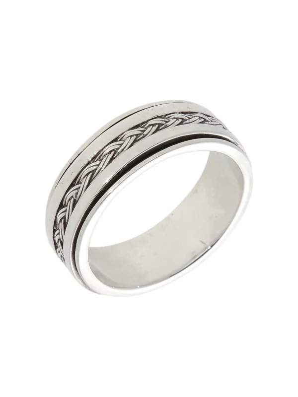 William May Sterling Silver Woven Pattern Spinning Band Ring