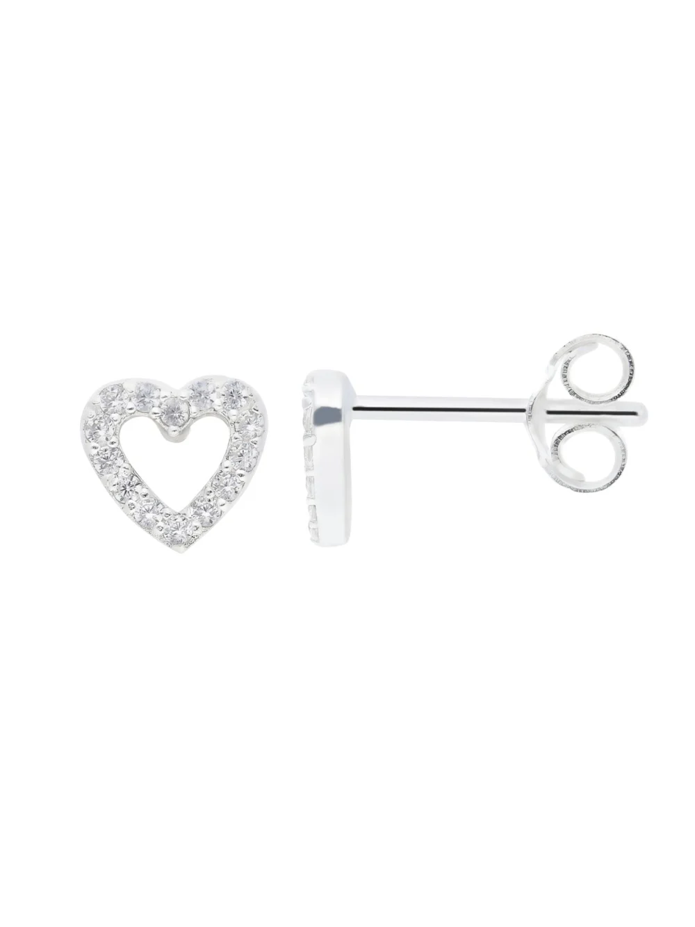William May Sterling Siver Cubic Zirconia Open Heart Small Stud Earring