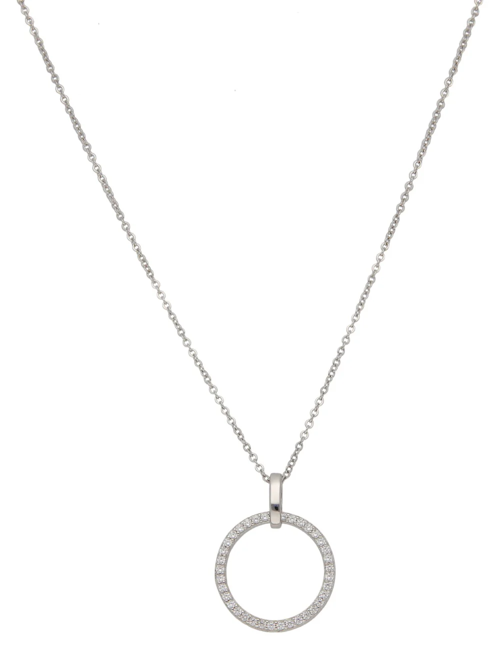 William May Sterlng Silver Cubic Zirconia Circle Adjustable Necklace