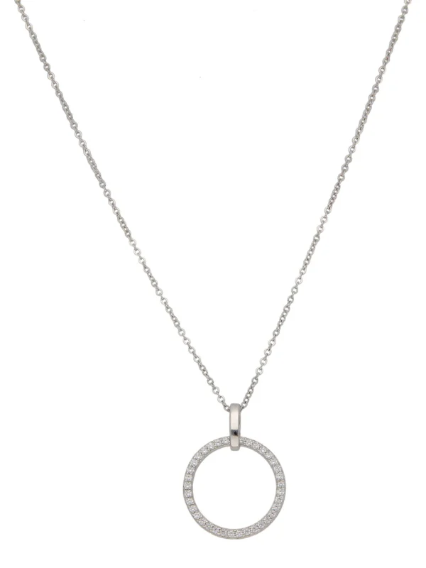 William May Sterlng Silver Cubic Zirconia Circle Adjustable Necklace