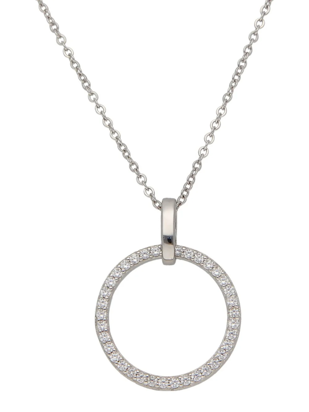 William May Sterlng Silver Cubic Zirconia Circle Adjustable Necklace, view 2
