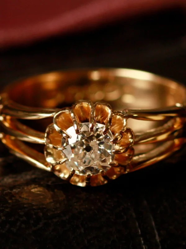 William May Vintage 1905 18ct Gold Old Cut Diamond Solitaire Ring