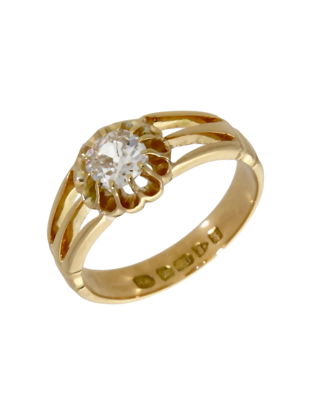 William May Vintage 1905 18ct Gold Old Cut Diamond Solitaire Ring, view 2