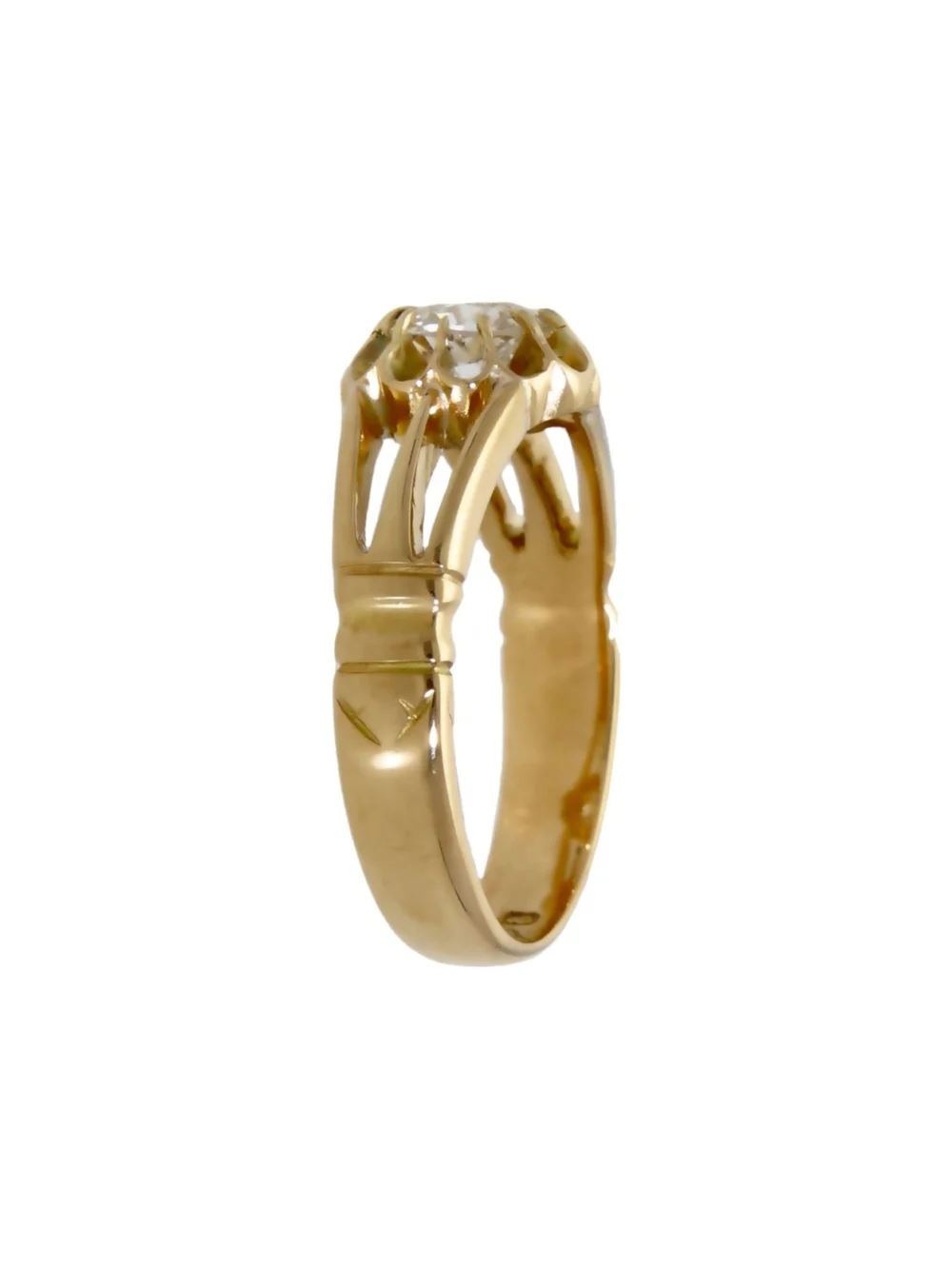 William May Vintage 1905 18ct Gold Old Cut Diamond Solitaire Ring, view 3