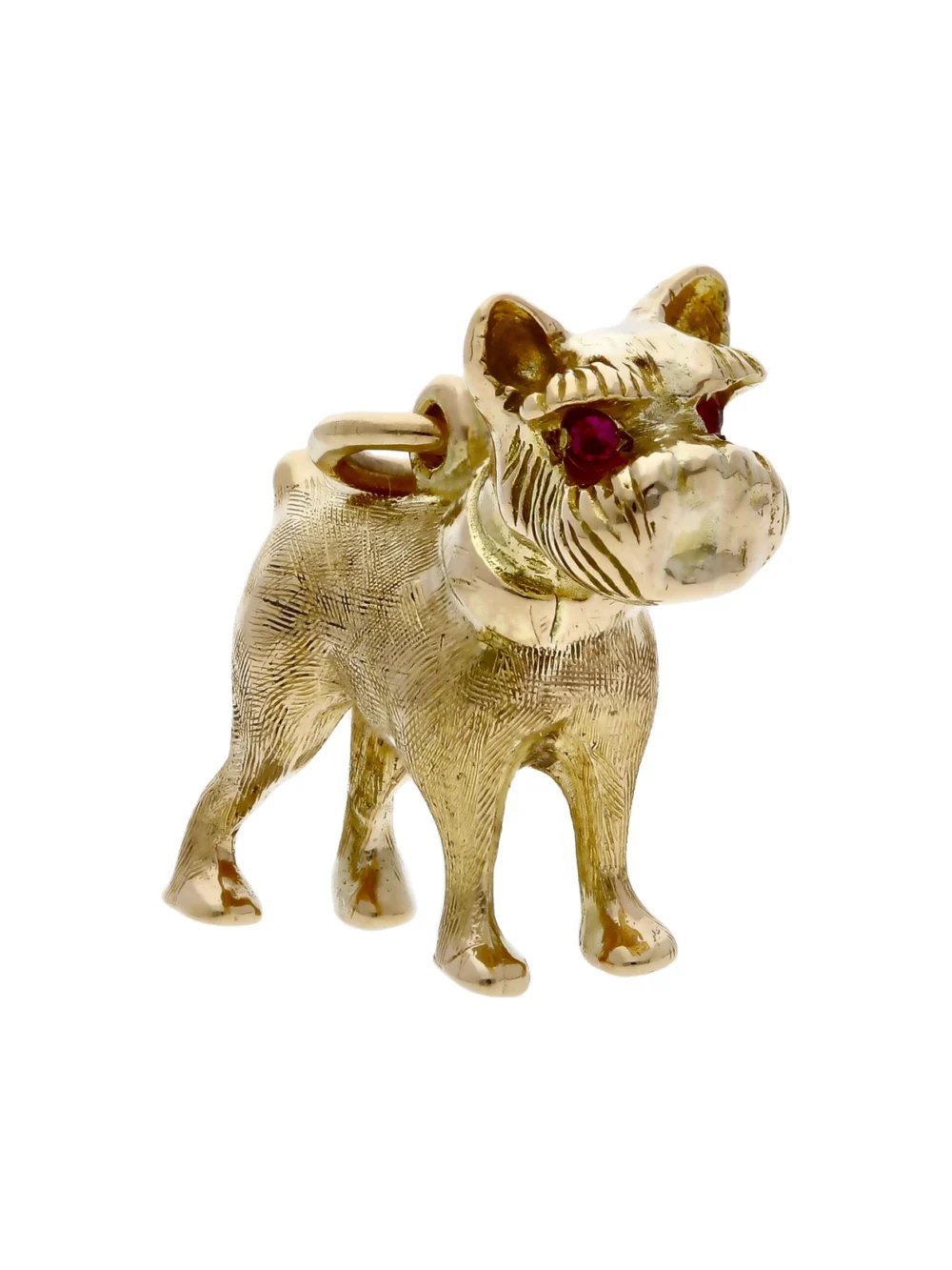 William May Vintage 1963 9ct Yellow Gold Gemstone Set Dog Charm, view 2