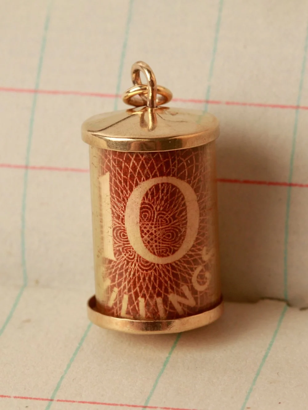 William May Vintage 1965 10 Shilling Note Capsule Charm