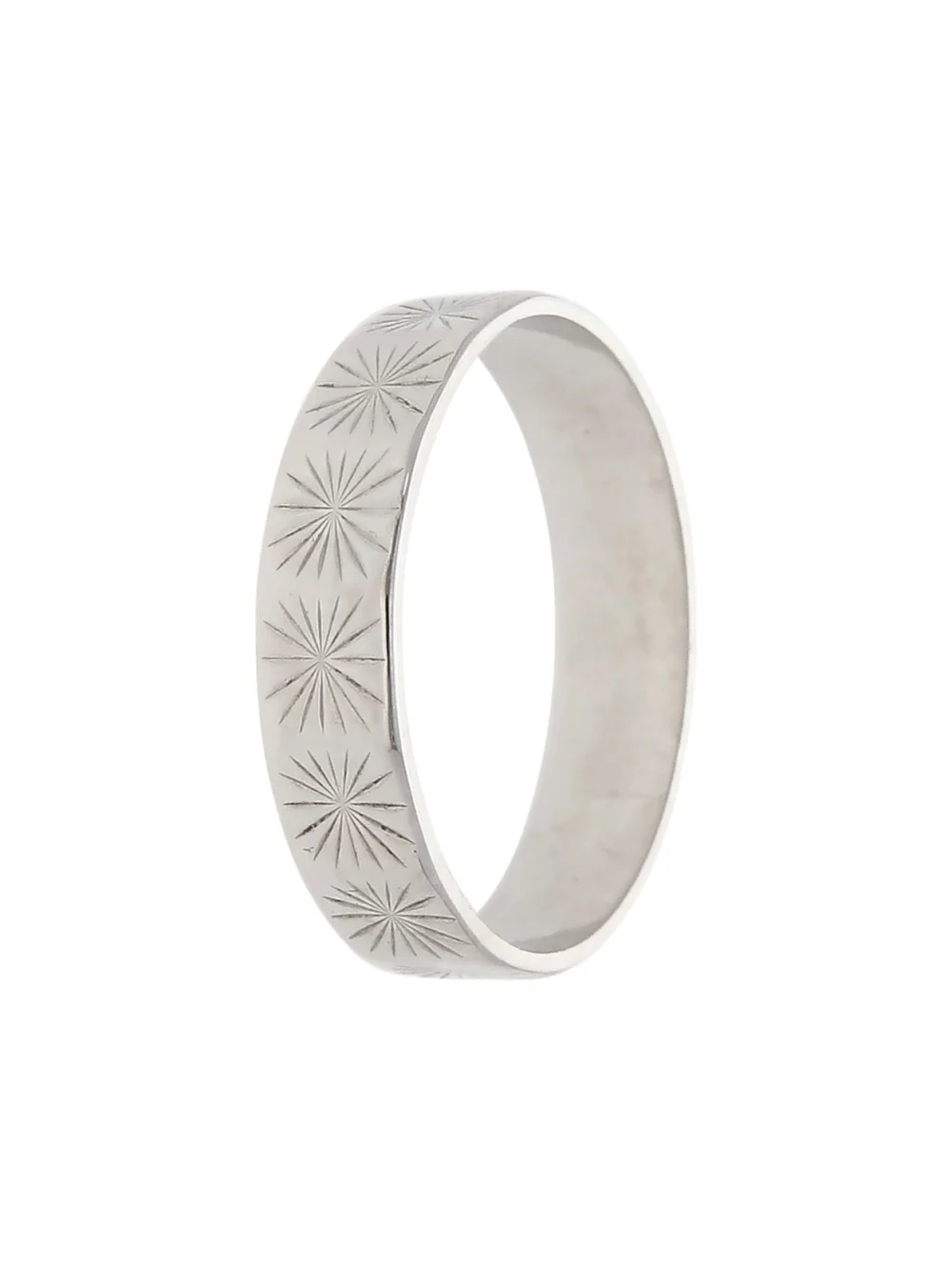 William May Vintage 1965 18ct White Gold Star Engraved Band Ring, view 3