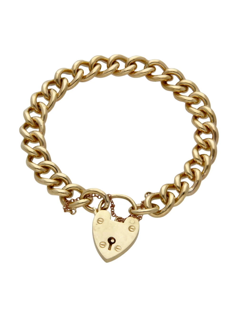 William May Vintage 1965 9ct Gold Curb Link Padlock Bracelet, view 2