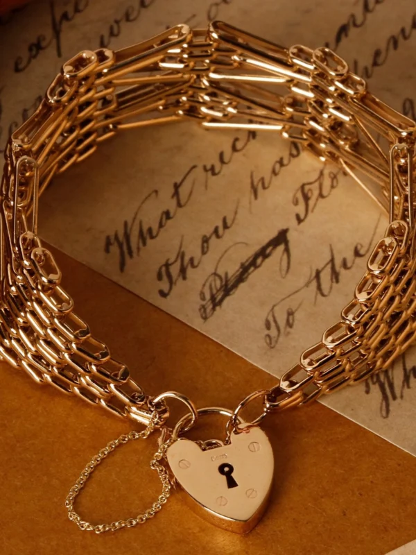 William May Vintage 1965 9ct Gold Gate Link Padlock Bracelet