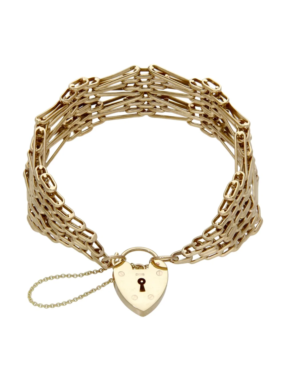 William May Vintage 1965 9ct Gold Gate Link Padlock Bracelet, view 2