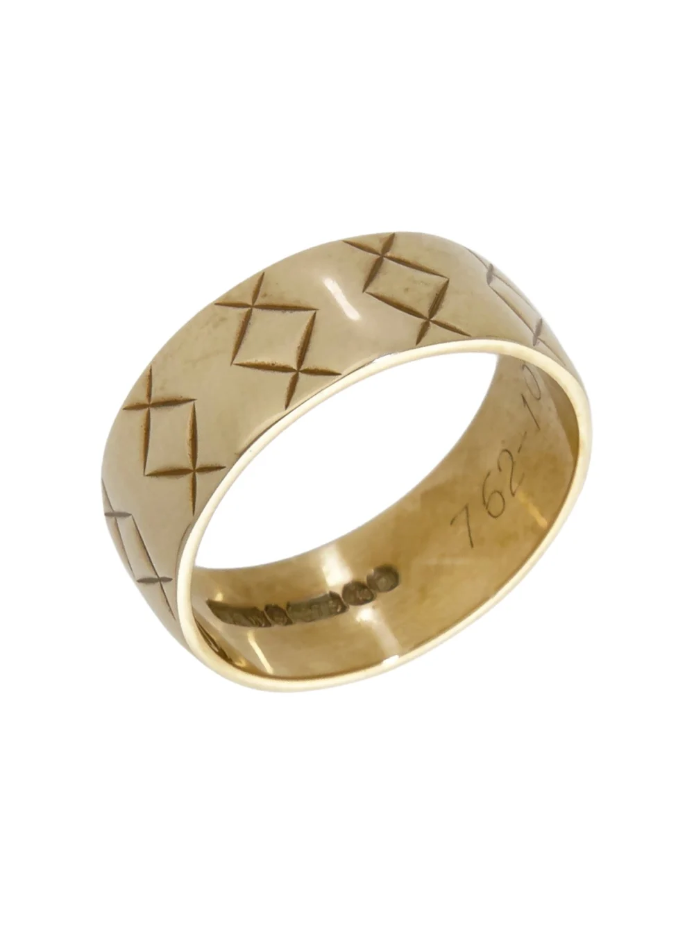 William May Vintage 1965 9ct Gold Star Engraved Wedding Ring, view 2