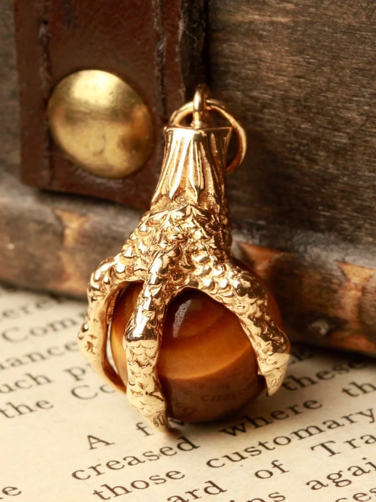 William May Vintage 1965 9ct Gold Tigers Eye Ball & Claw Charm