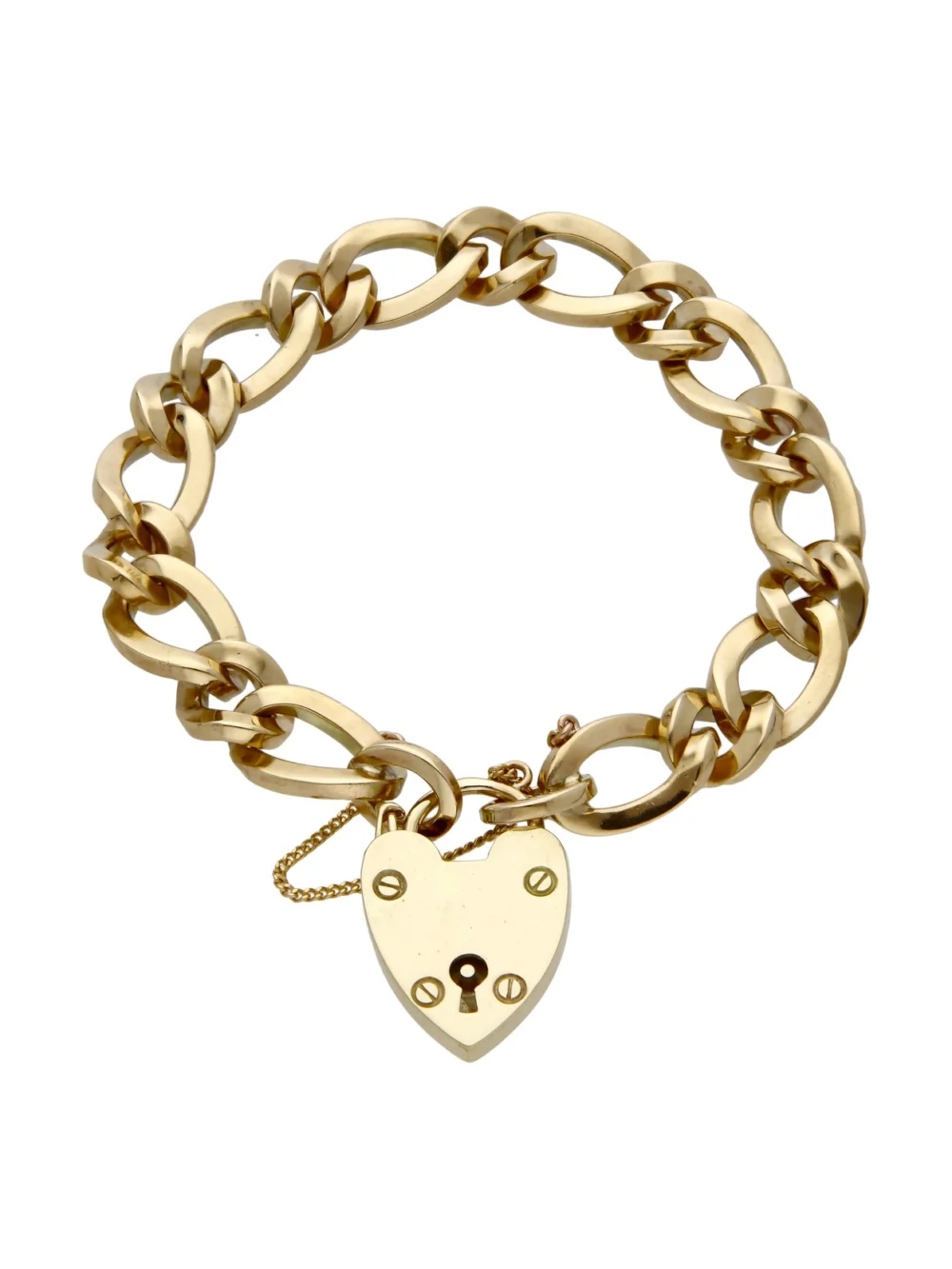 William May Vintage 1965 9ct Long & Short Link Padlock Bracelet, view 2