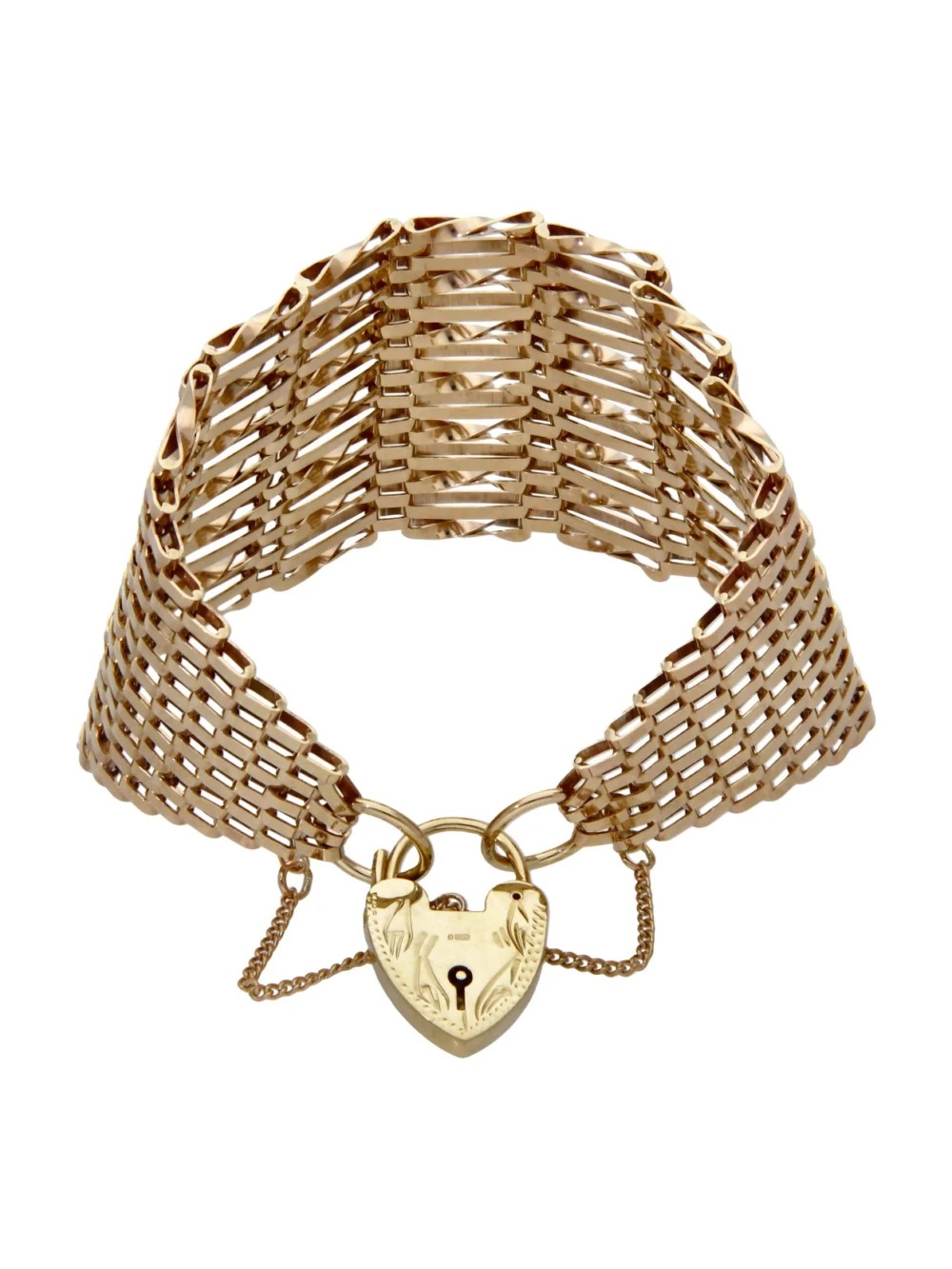 William May Vintage 1966 9ct 13 Bar Gate Link Padlock Bracelet, view 2