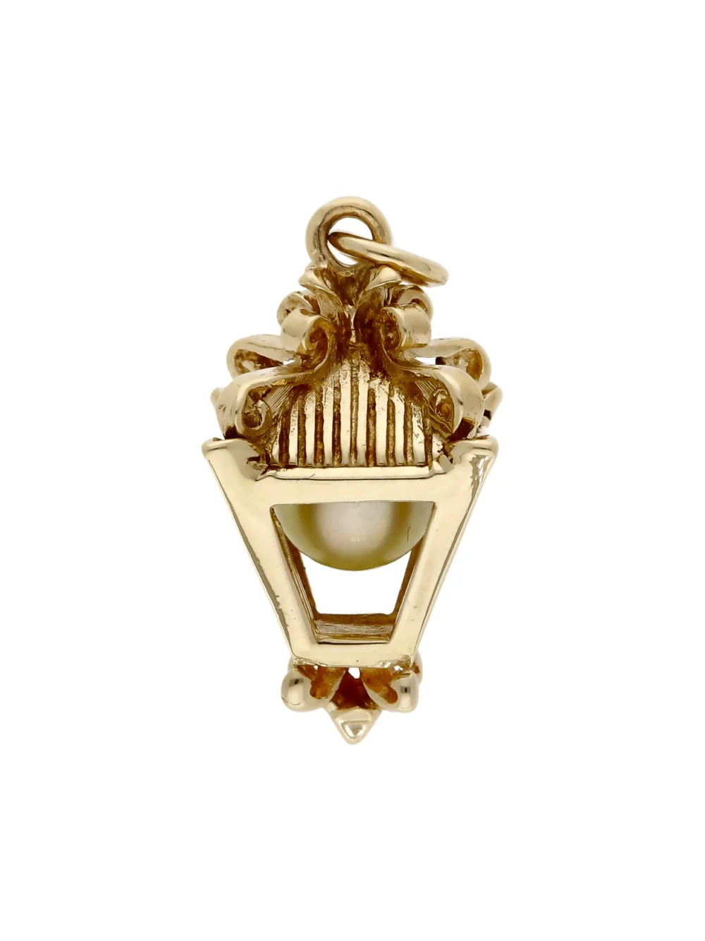 William May Vintage 1966 9ct Yellow Gold Pearl Lamp Charm, view 2