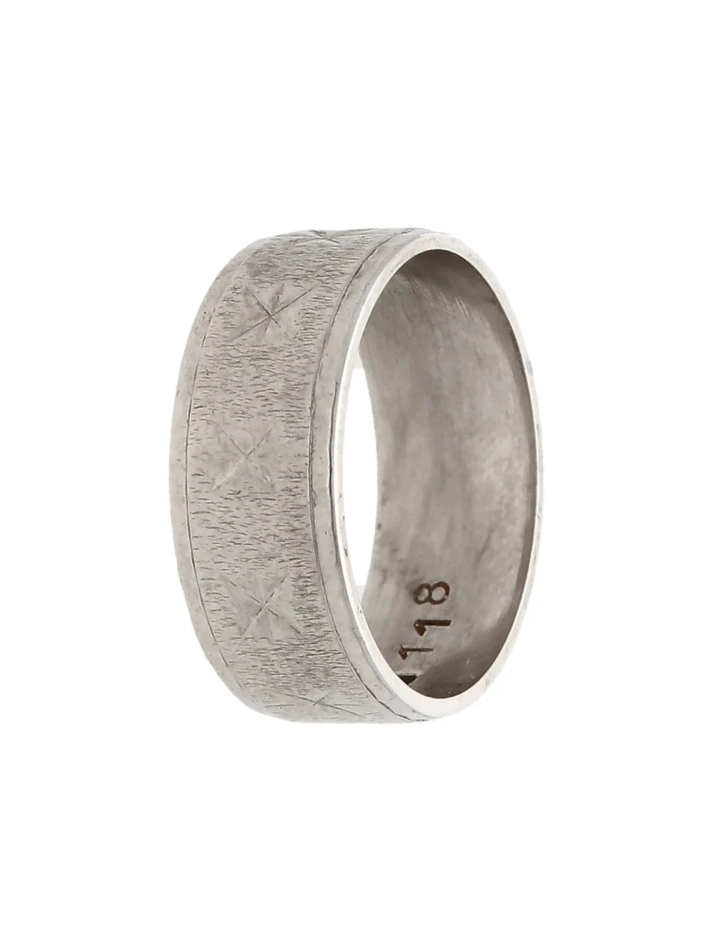 William May Vintage 1967 18ct White Gold 7mm Engraved Band Ring, view 3