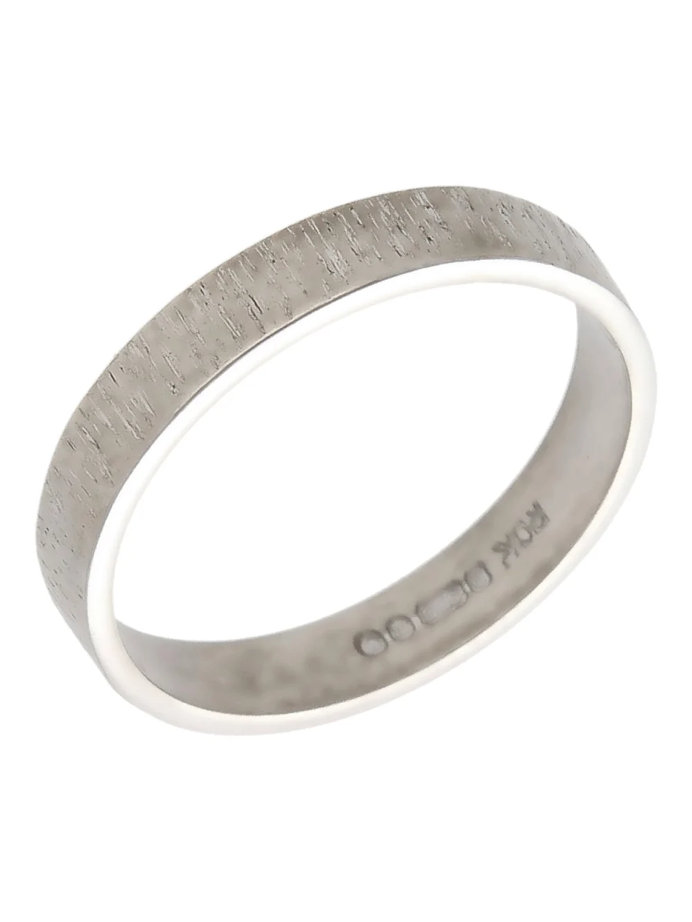 William May Vintage 1967 9ct White Gold Barked 3mm Wedding Ring, view 2