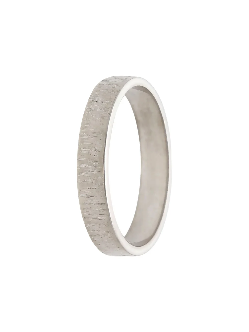 William May Vintage 1967 9ct White Gold Barked 3mm Wedding Ring, view 3
