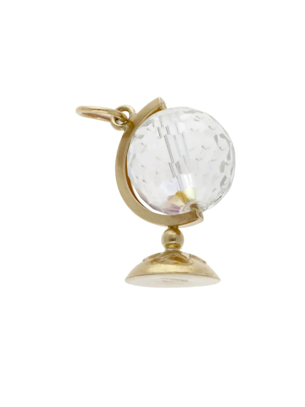 William May Vintage 1967 9ct Yellow Gold Crystal Globe Charm, view 2